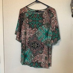 Teal and Pink Paisley Print Tunic